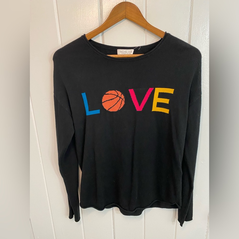 Rachel Zoe love basketball knit sweater cashmere blend top‎ pullover sz S
